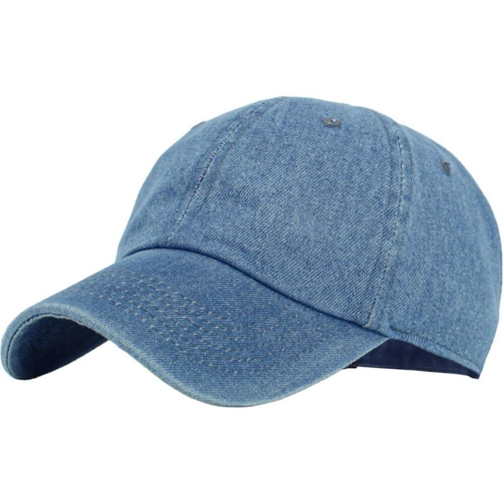 Unisex Blue Denim 100% Cotton Adjustable Streetwear Classic Baseball Dad Hat
